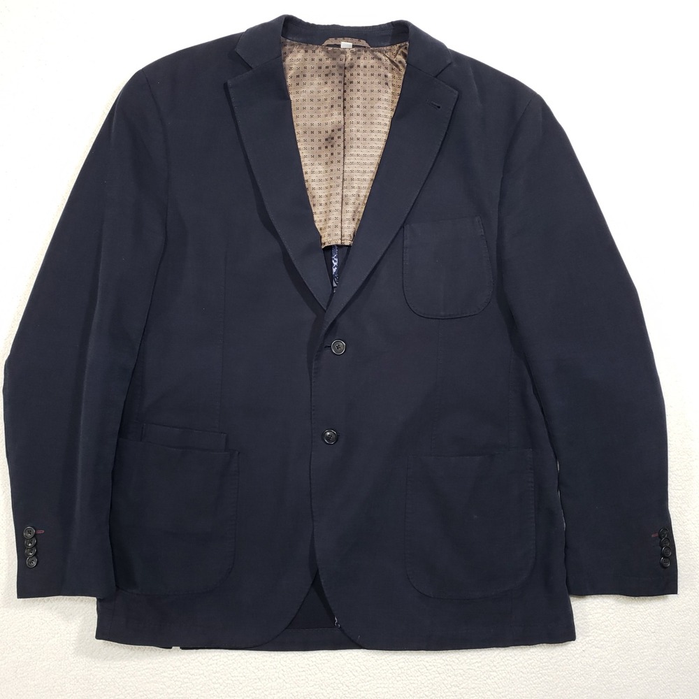 JKT New York Sport Coat Mens 44R Navy Blue Bond Cotton Blazer Casual 155-101-875